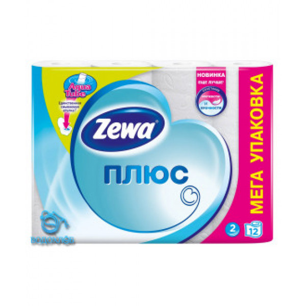 Бумага туалетная Zewa Plus 2-х сл белая 12рул./уп. Бумага туалетная Zewa Plus 2-х сл белая 12рул./уп.